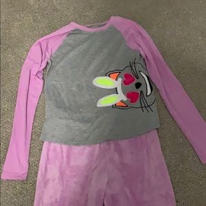 Pink bunny pajama set